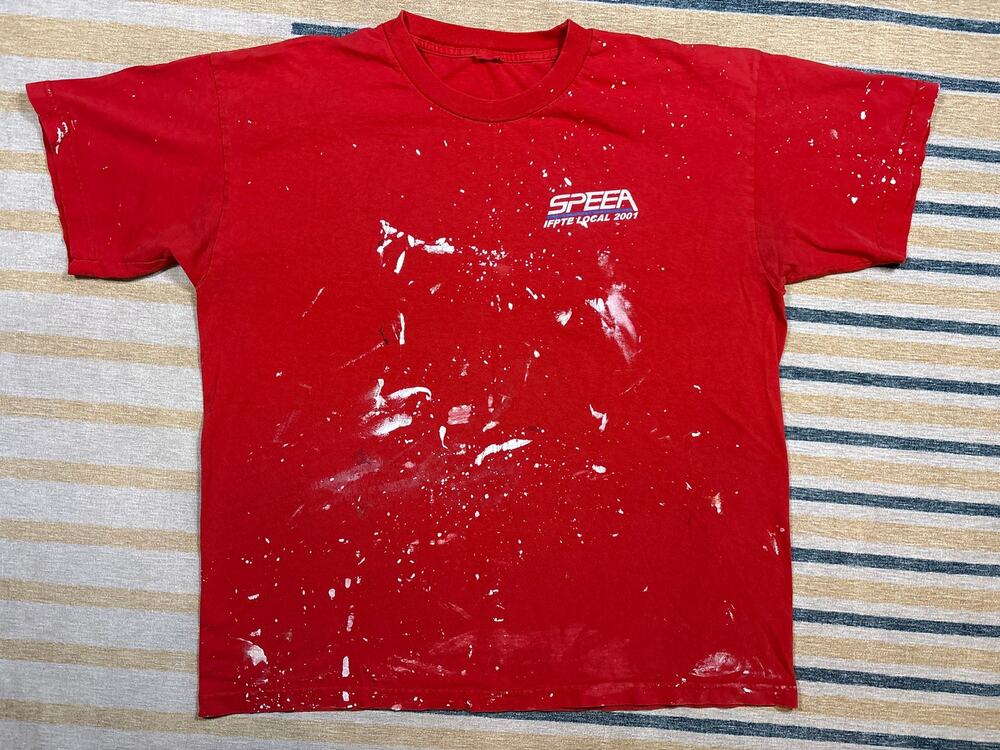 Vtg SPEEA Aerospace Union 2001 Red Painter XXL 2XL shirt thrashed